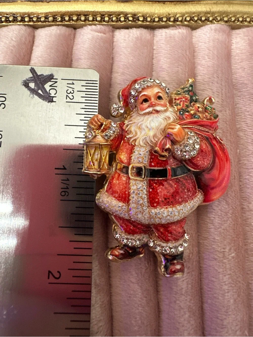 Red Santa Claus Brooch Pendant - Festive Holiday Jewelry